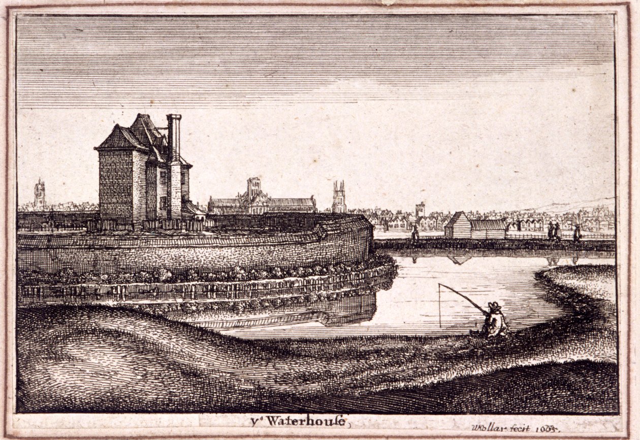 Utsikt over området rundt New River Head, Finsbury, London, 1665 av Wenceslaus Hollar