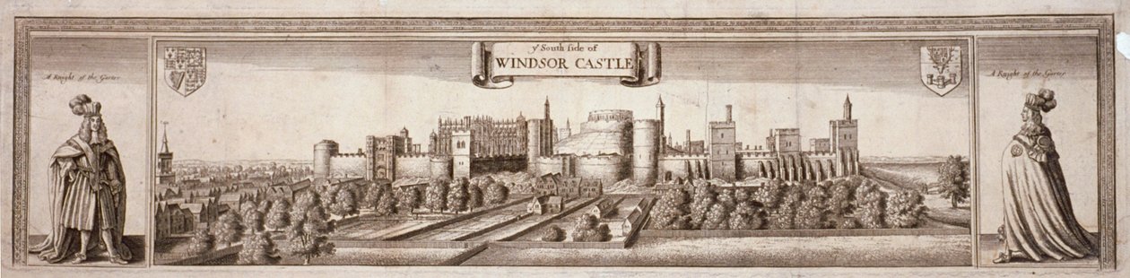 Utsikt over sørsiden av Windsor Castle, Berkshire, c1660 av Wenceslaus Hollar