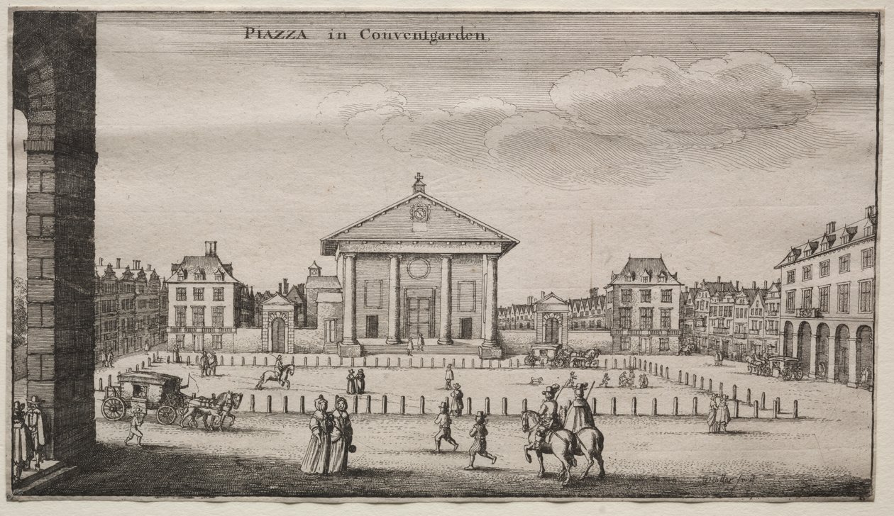 Utsikt over London: Piazza i Covent Garden av Wenceslaus Hollar