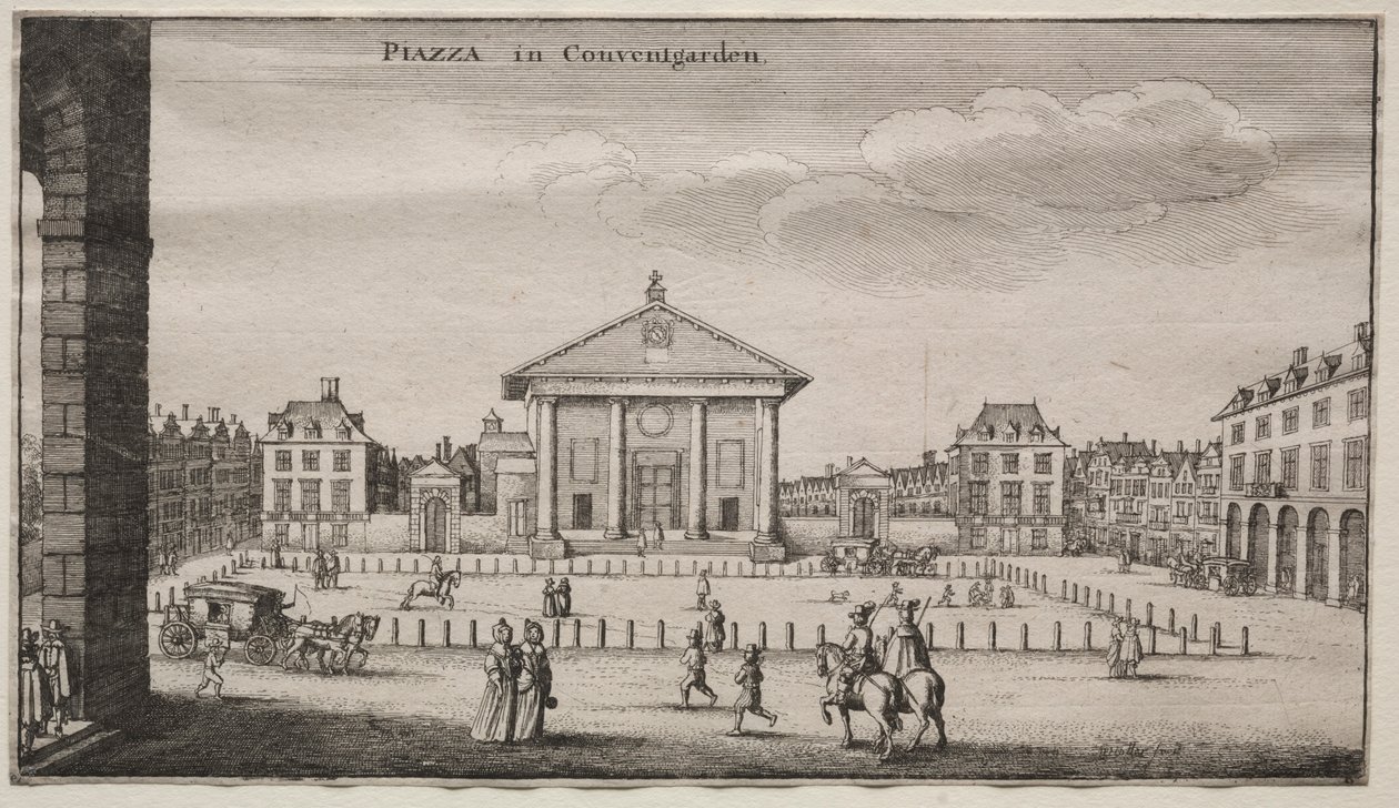 Utsikt over London: Piazza i Covent Garden. av Wenceslaus Hollar