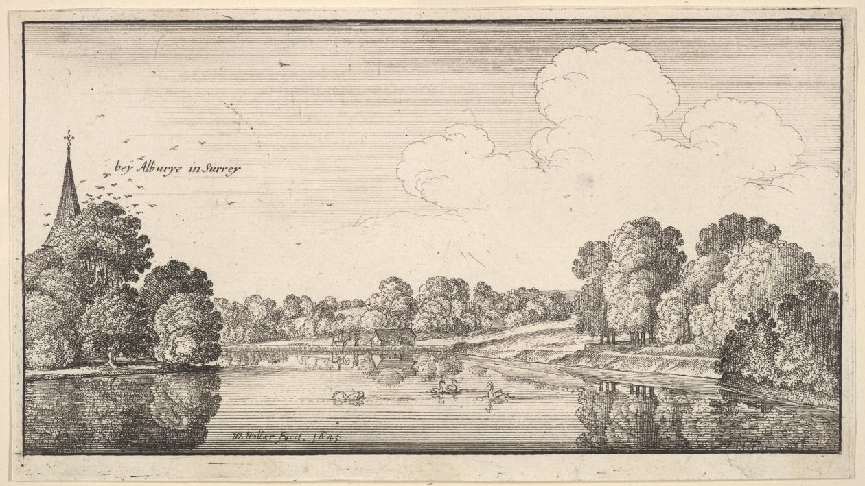 Utsikt over landskapet nær Albury, Surrey, 1645. av Wenceslaus Hollar