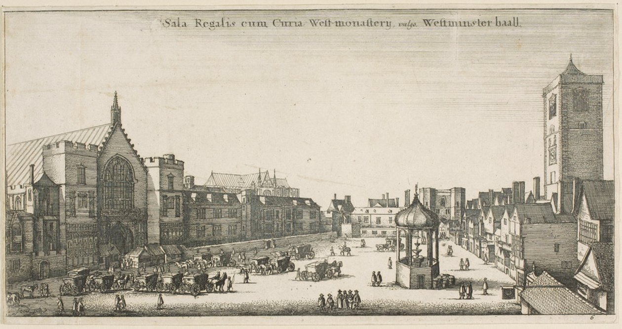 Westminster Hall (New Palace Yard and the Clock House) av Wenceslaus Hollar