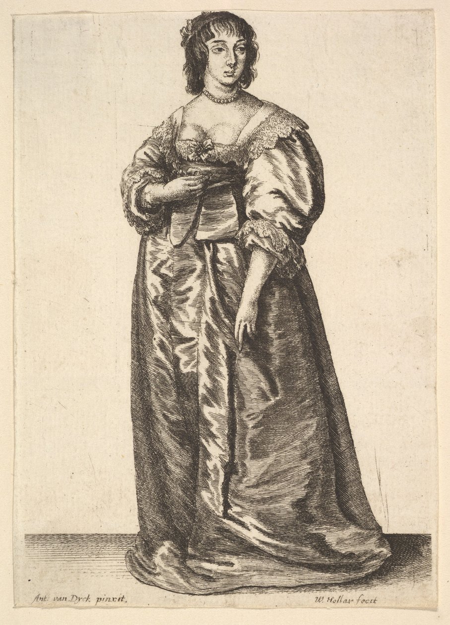 Hellengde dame, etter Anthony van Dyck, 1625-77. av Wenceslaus Hollar
