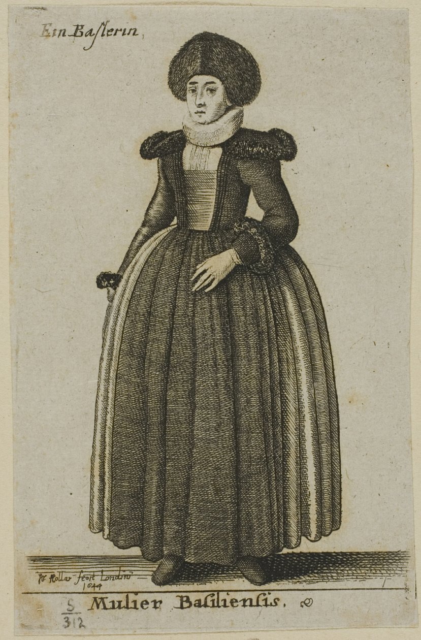 Kvinne fra Basel av Wenceslaus Hollar