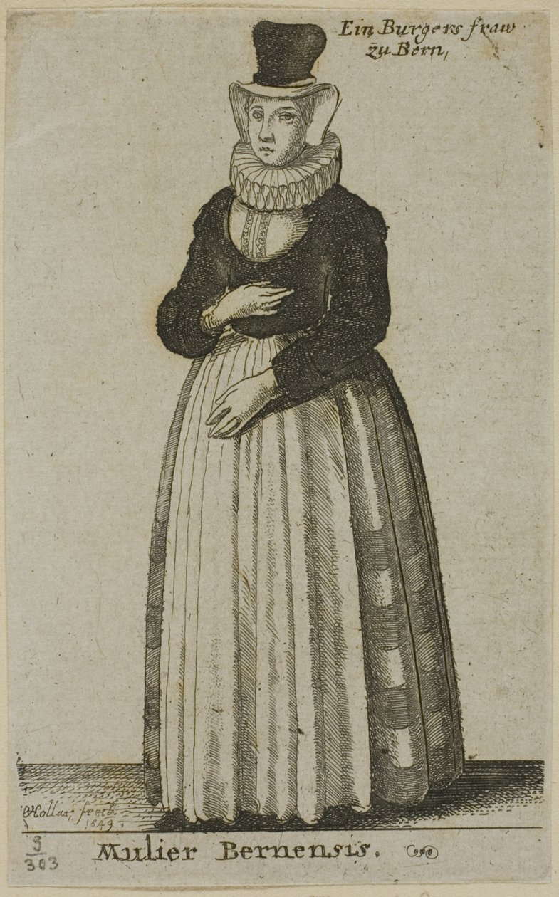 Kvinne fra Bern av Wenceslaus Hollar