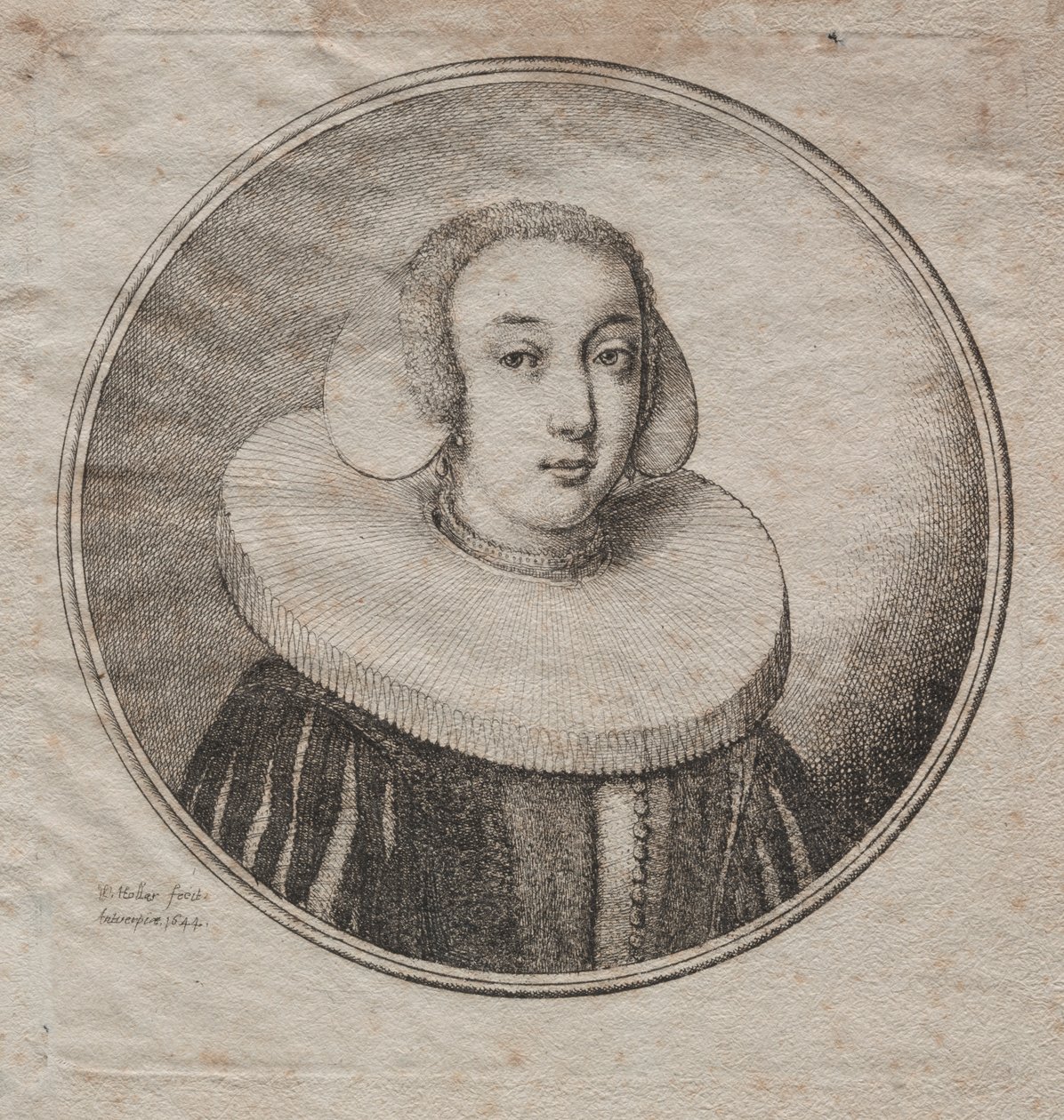 Kvinne med en Millstone Ruff av Wenceslaus Hollar