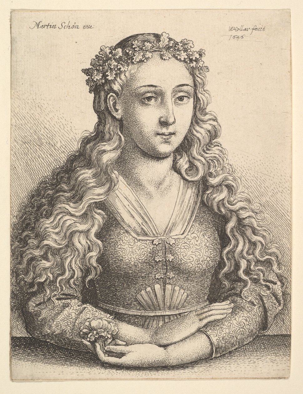 Kvinne med en krans av eikeblader, 1646. av Wenceslaus Hollar