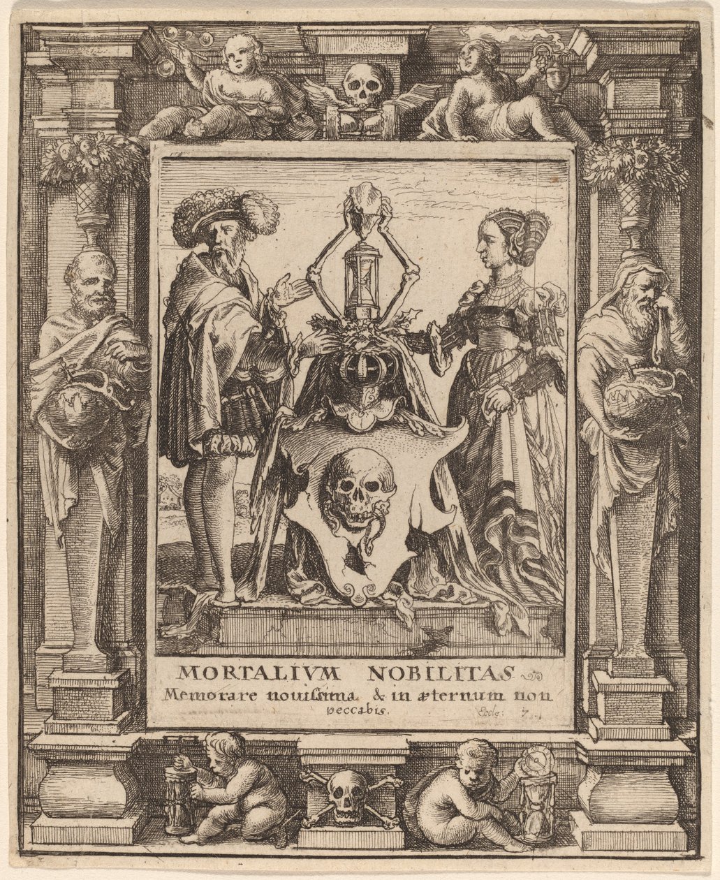 Dødens våpenskjold av Wenceslaus Hollar after Hans Holbein the Younger after Abraham van Diepenbeeck