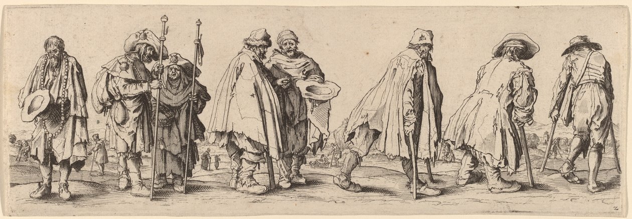 Åtte tiggere av Wenceslaus Hollar after Jacques Callot