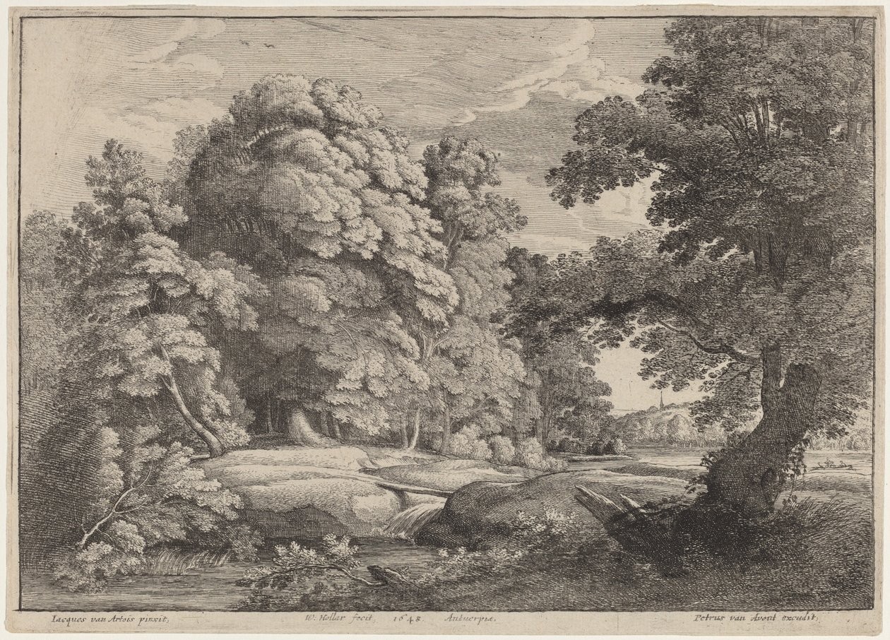 Broen over fossen av Wenceslaus Hollar after Jacques d