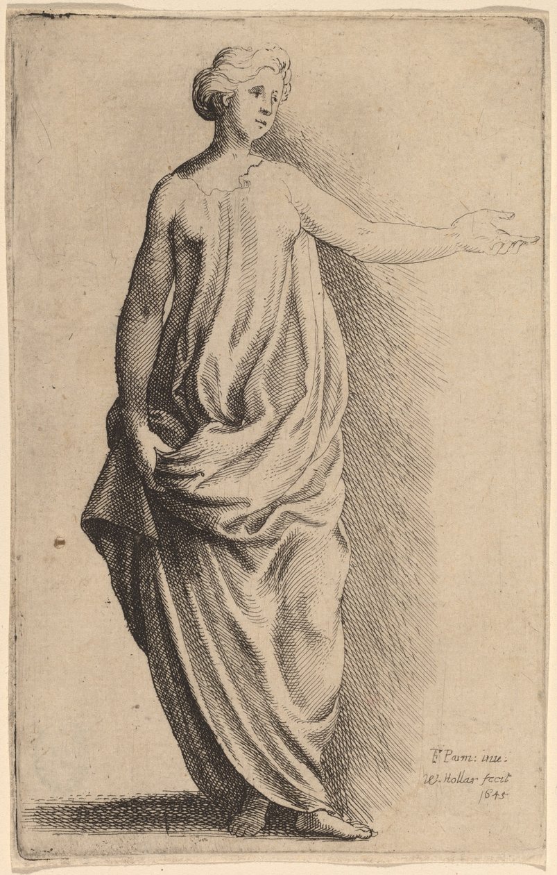 Stående figur av Wenceslaus Hollar after Parmigianino