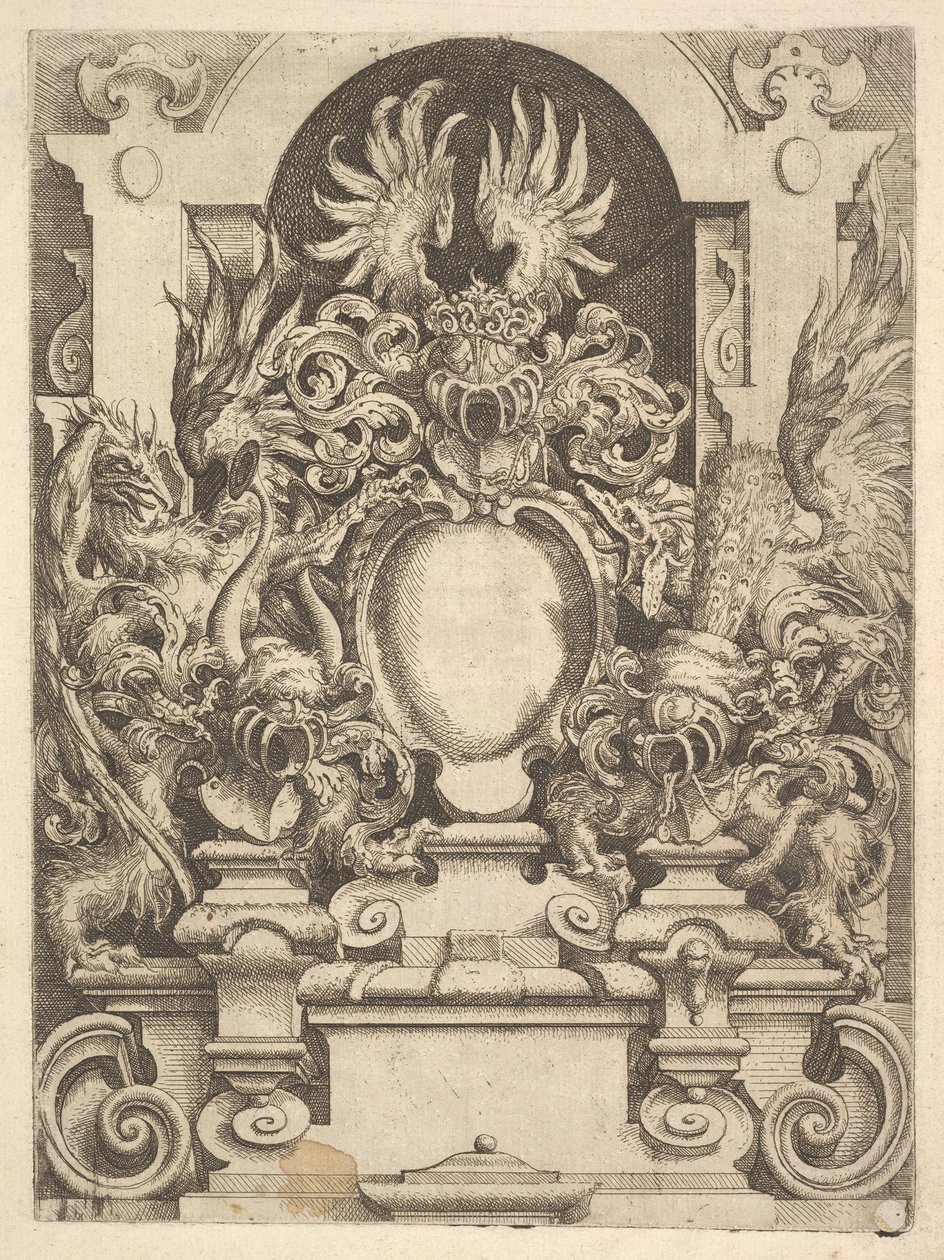 Design for en kartusj, plate fra Dietterlin
