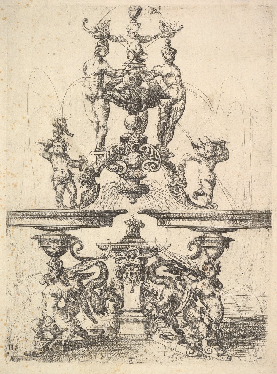 Design for en fontene, plate 119 fra Dietterlin