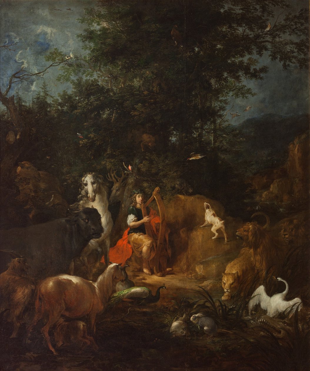 Orpheus med dyr i et landskap, før 1720 av Wenzel Lorenz Reiner