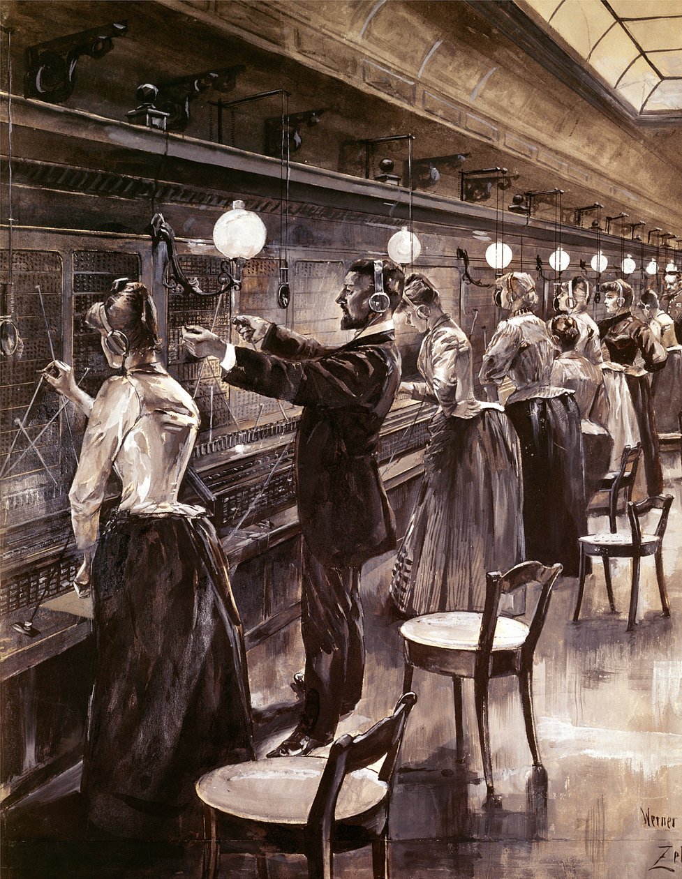 Berlins sentrale telefonsentral, ca. 1890 av Werner Zehme