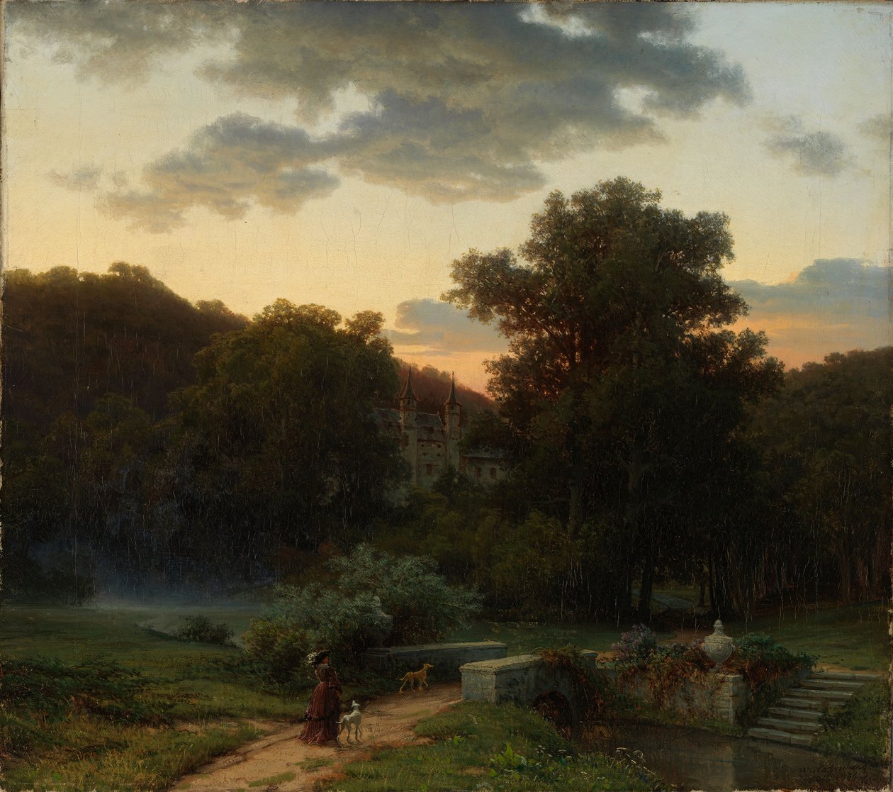 Tysk slottspark ved solnedgang av Werner Holmberg