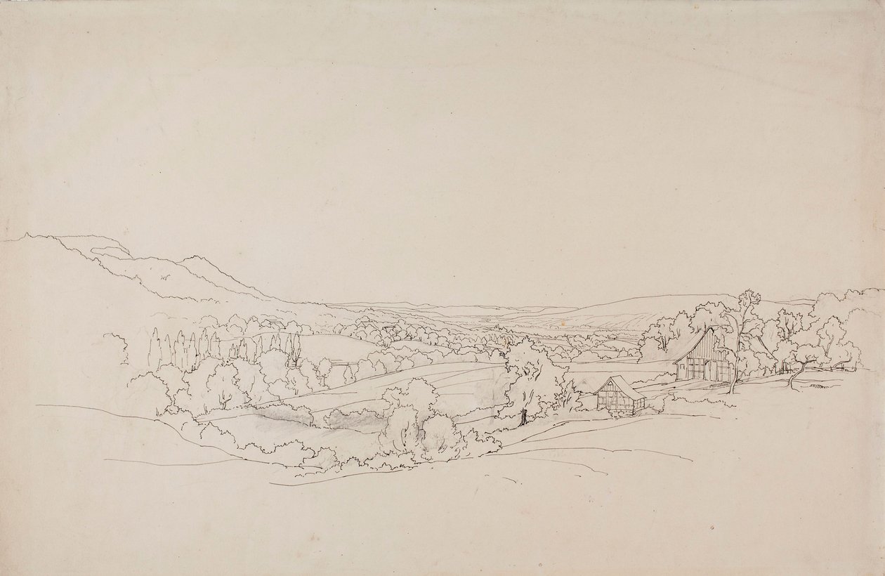 Bølgende landskap med gitterhus av Werner Holmberg