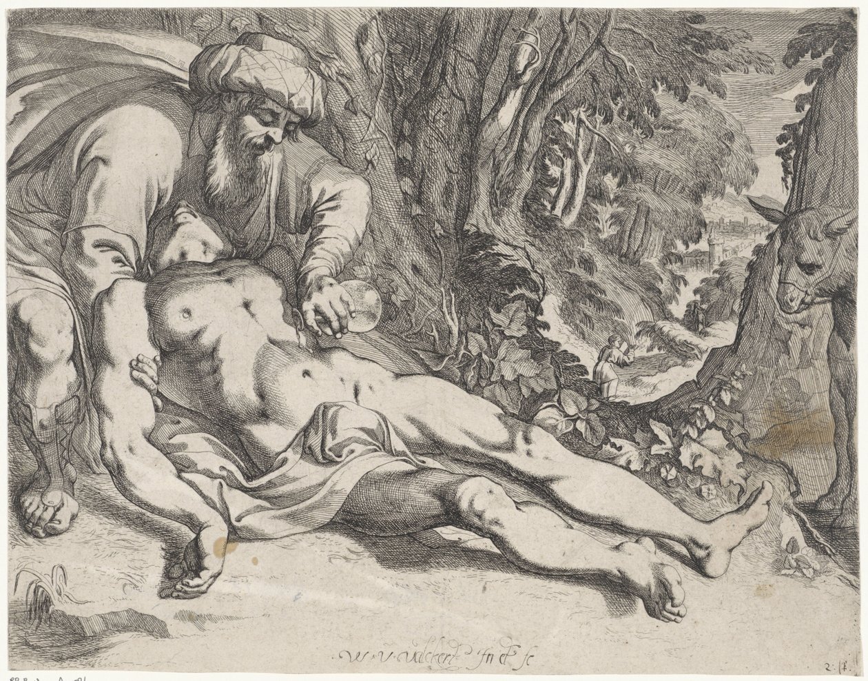 Den barmhjertige samaritan av Werner van den Valckert