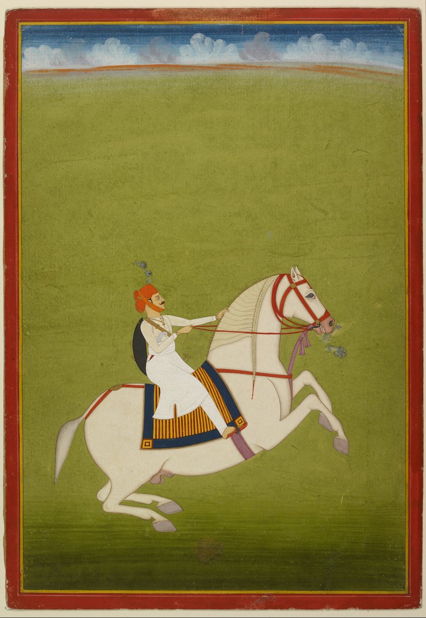 Montert Rajput, tidlig på 1800-tallet (gouache på papir) av West Indian School