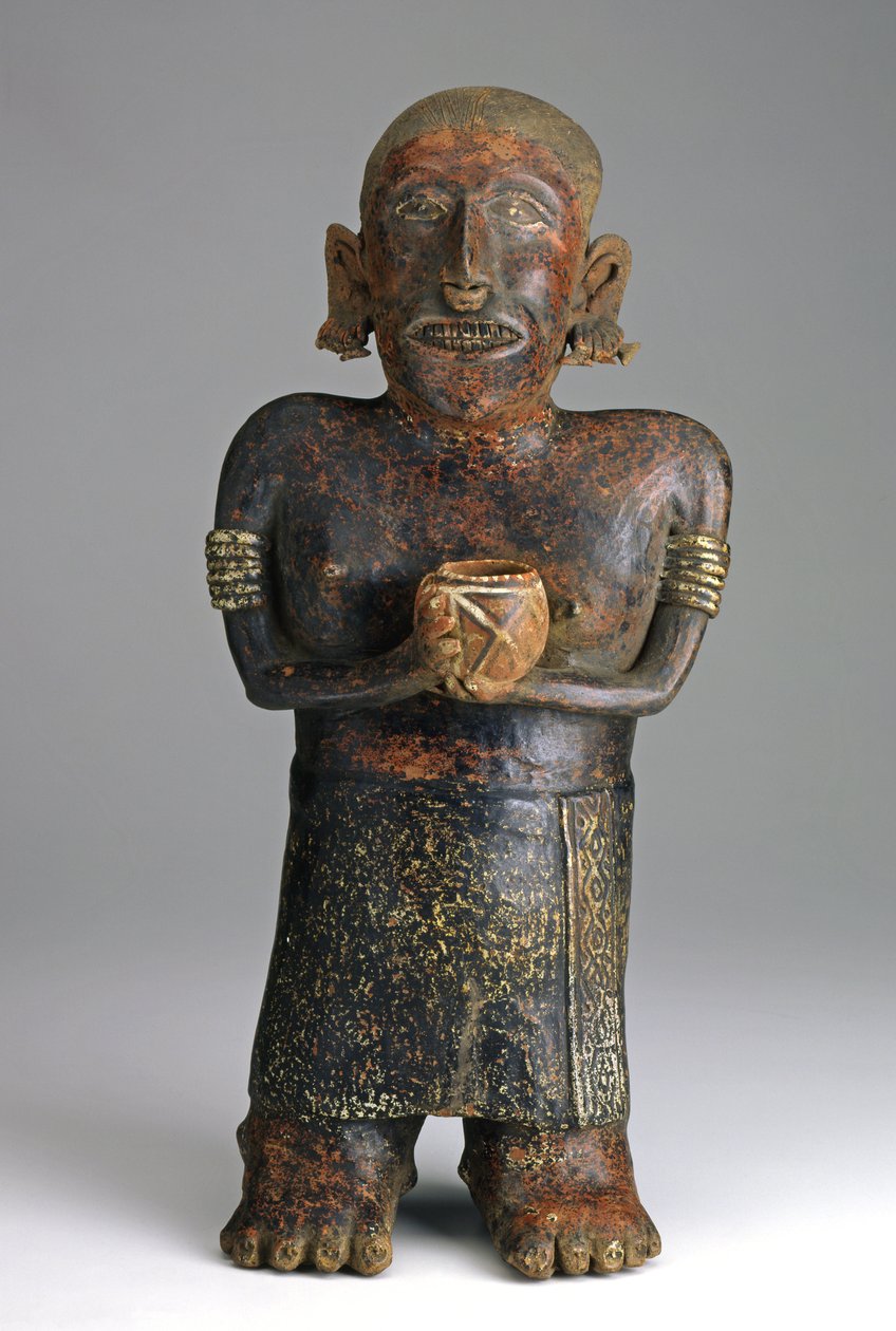 Stående kvinnefigur, ca. 200 f.Kr.-300 e.Kr. (keramikk med rød, hvit og svart slipmaling) av West Mexican