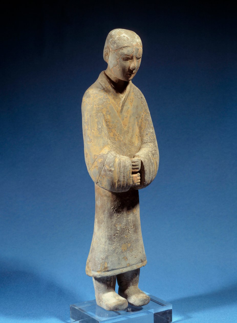 Kinesisk kunst: Dame gir tilbud; gravterrakotta fra Han-tiden (antikk). Paris, Musee Cernuschi av Western Han Dynasty Chinese School