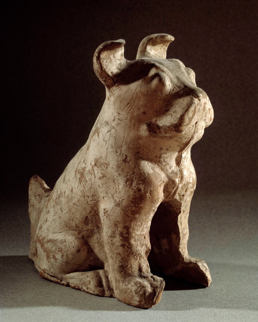 Kinesisk kunst: terracotta molosse. Begravelsesstatuett fra Han-tiden (206 f.Kr.-220 e.Kr.). Paris, Cernuschi-museet av Western Han Dynasty Chinese School