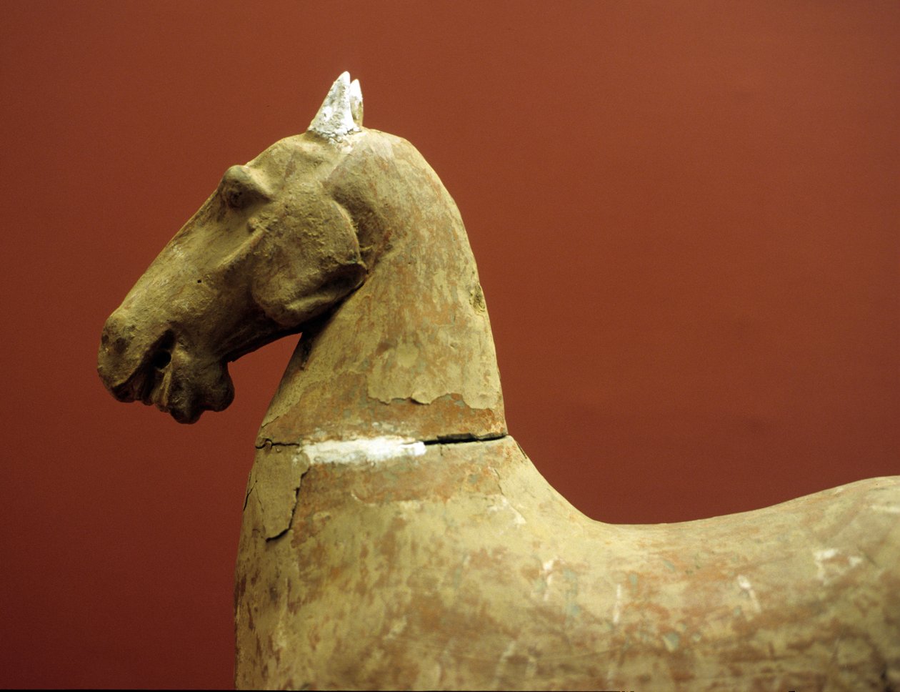 Hest, liten terrakottahær, vestlige Han-dynastiet, 206 f.Kr.-8 e.Kr av Western Han Dynasty Chinese School