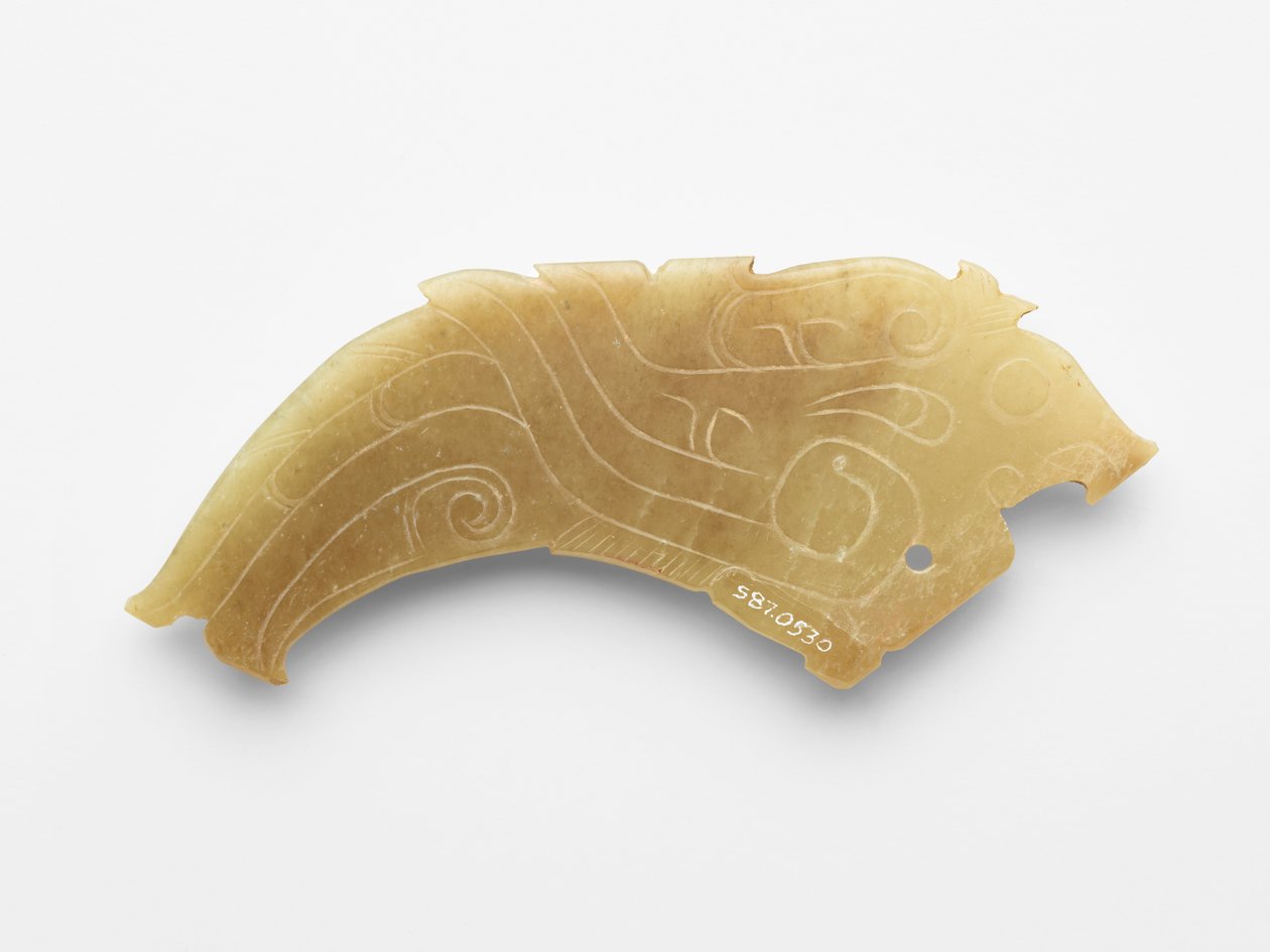 Anheng i form av en fugl, en av et par, ca. 1050-c. 950 f.Kr. (jade, nefritt) av Western Zhou Dynasty Chinese School