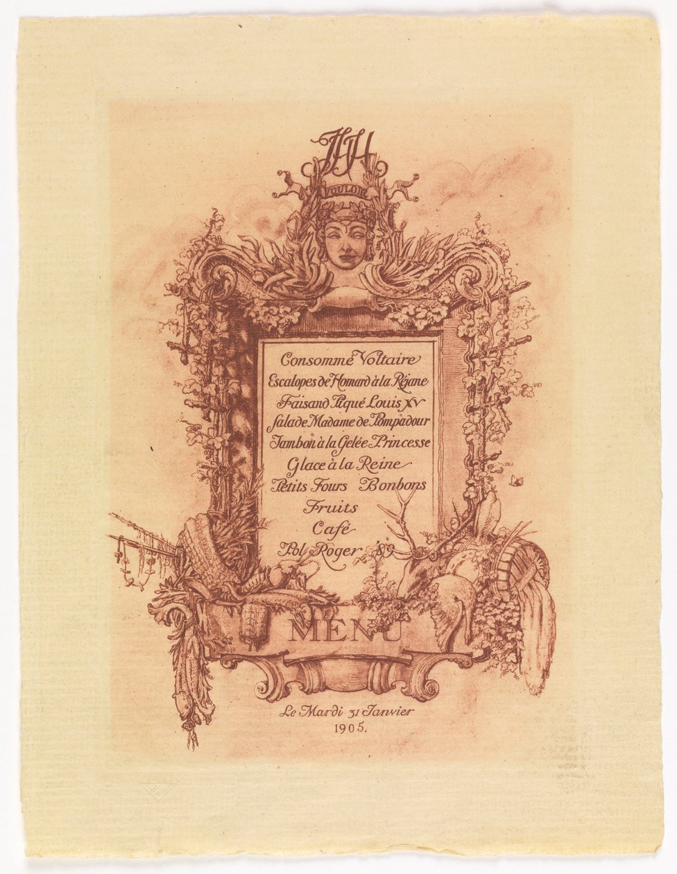 Meny for ballen gitt av James Hazen Hyde, 31. januar 1905 av Whitney Warren Jr.