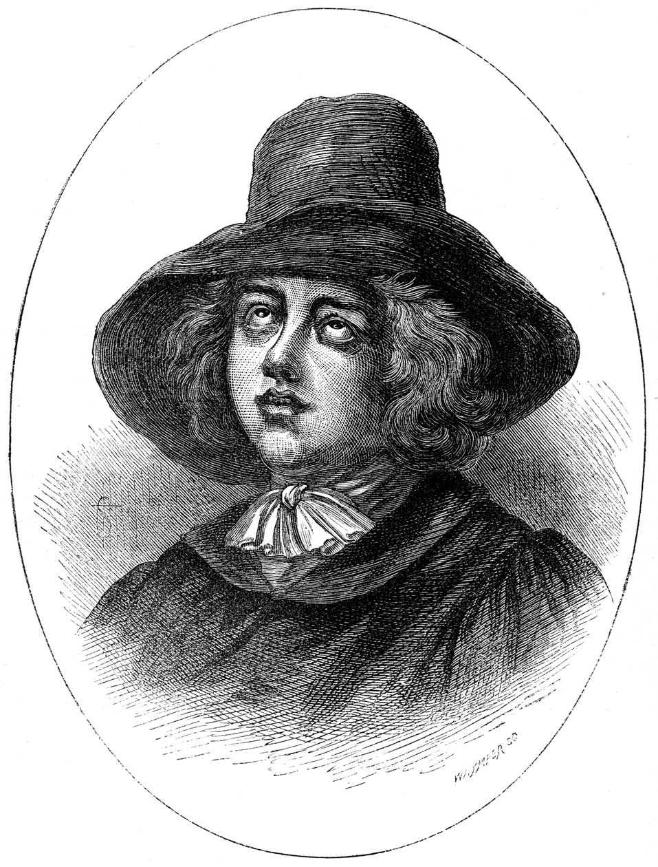 George Fox, grunnlegger av kvekerne, 1600-tallet c1880. av Whymper