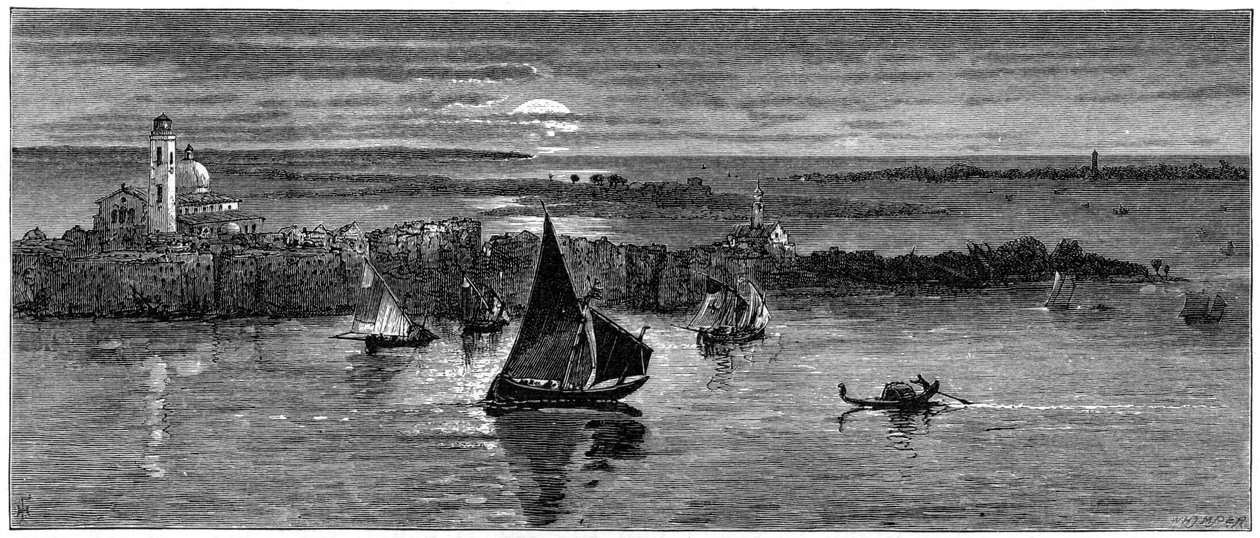 Ser ut mot havet fra Venezia, 1800-tallet. av Whymper