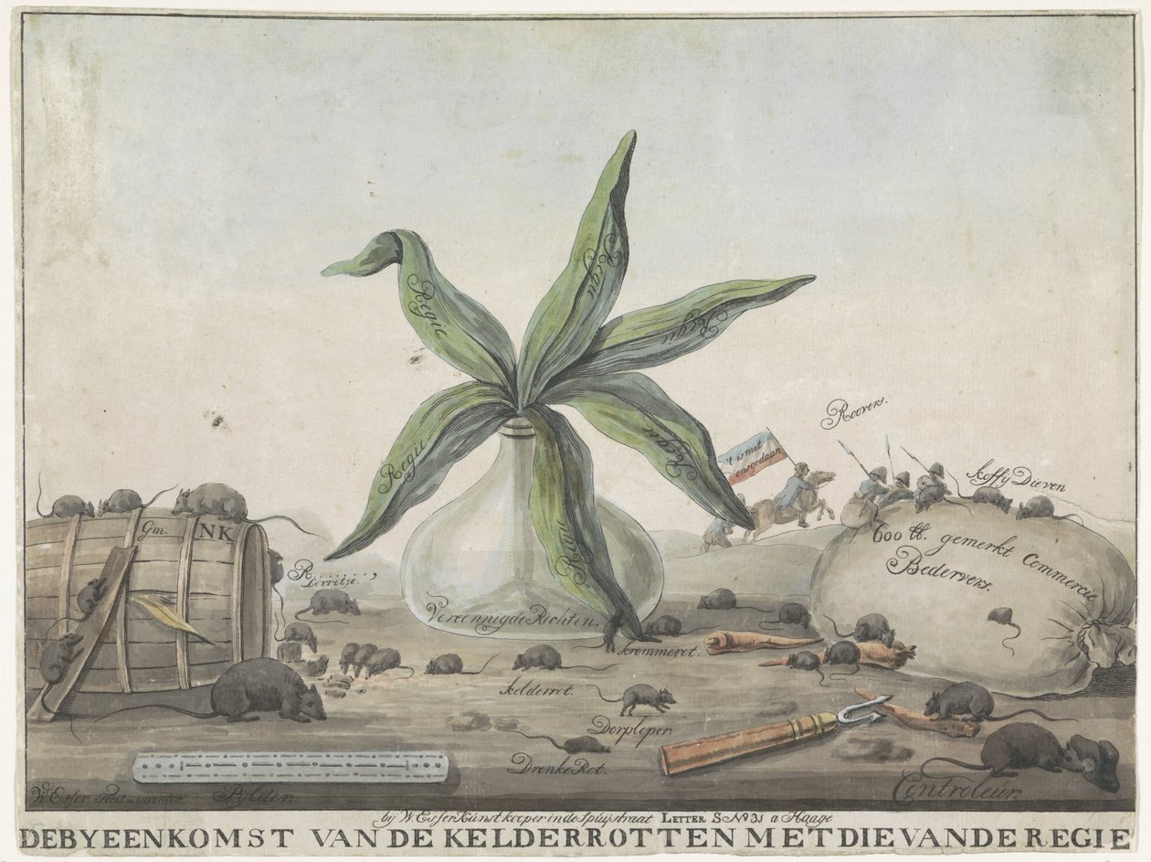 Tegneserie om franske skikker, 1813-1814 The Gathering of the Basement Rotten med direktørens (tittel på objekt) av Wijnand Esser