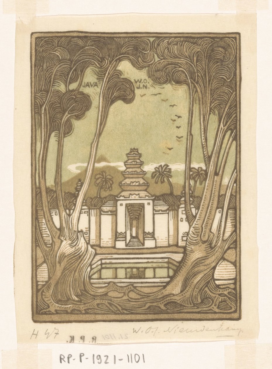 Kirkegård i Jogyakarta på Java Holy Cemetery, Java (original tittel) av Wijnand Otto Jan Nieuwenkamp (signed by artist)