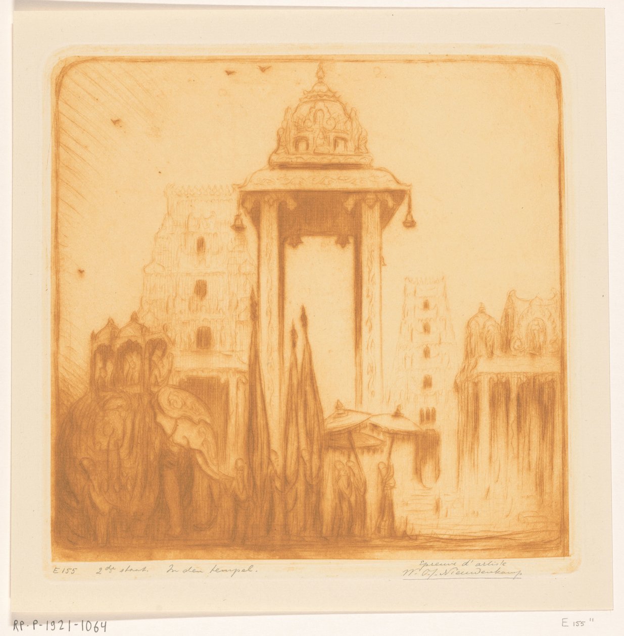 Gårdsplassen til et tempel i Britisk India In the Temple (original tittel) av Wijnand Otto Jan Nieuwenkamp (signed by artist)