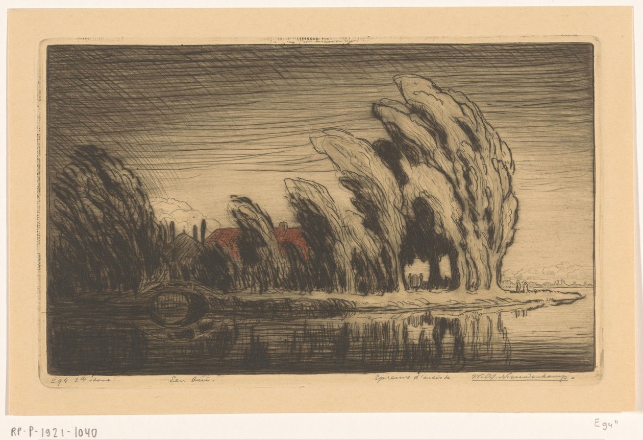 Gård på vannet i en storm A Storm (original tittel) av Wijnand Otto Jan Nieuwenkamp (signed by artist)
