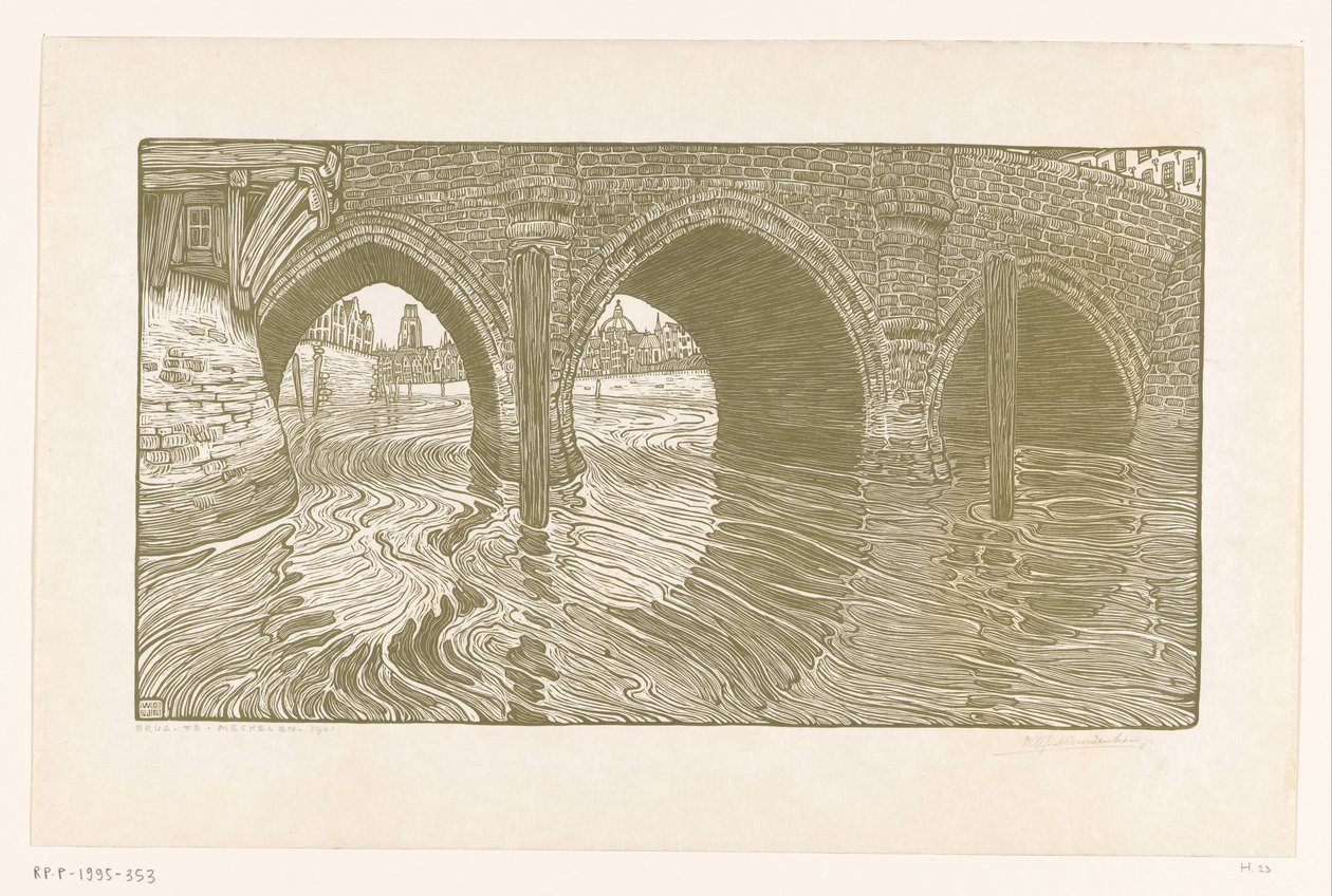 Bro i Mechelen (original tittel) av Wijnand Otto Jan Nieuwenkamp (signed by artist)