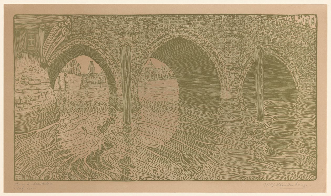 Bro ved Mechelen (original tittel) av Wijnand Otto Jan Nieuwenkamp (signed by artist)
