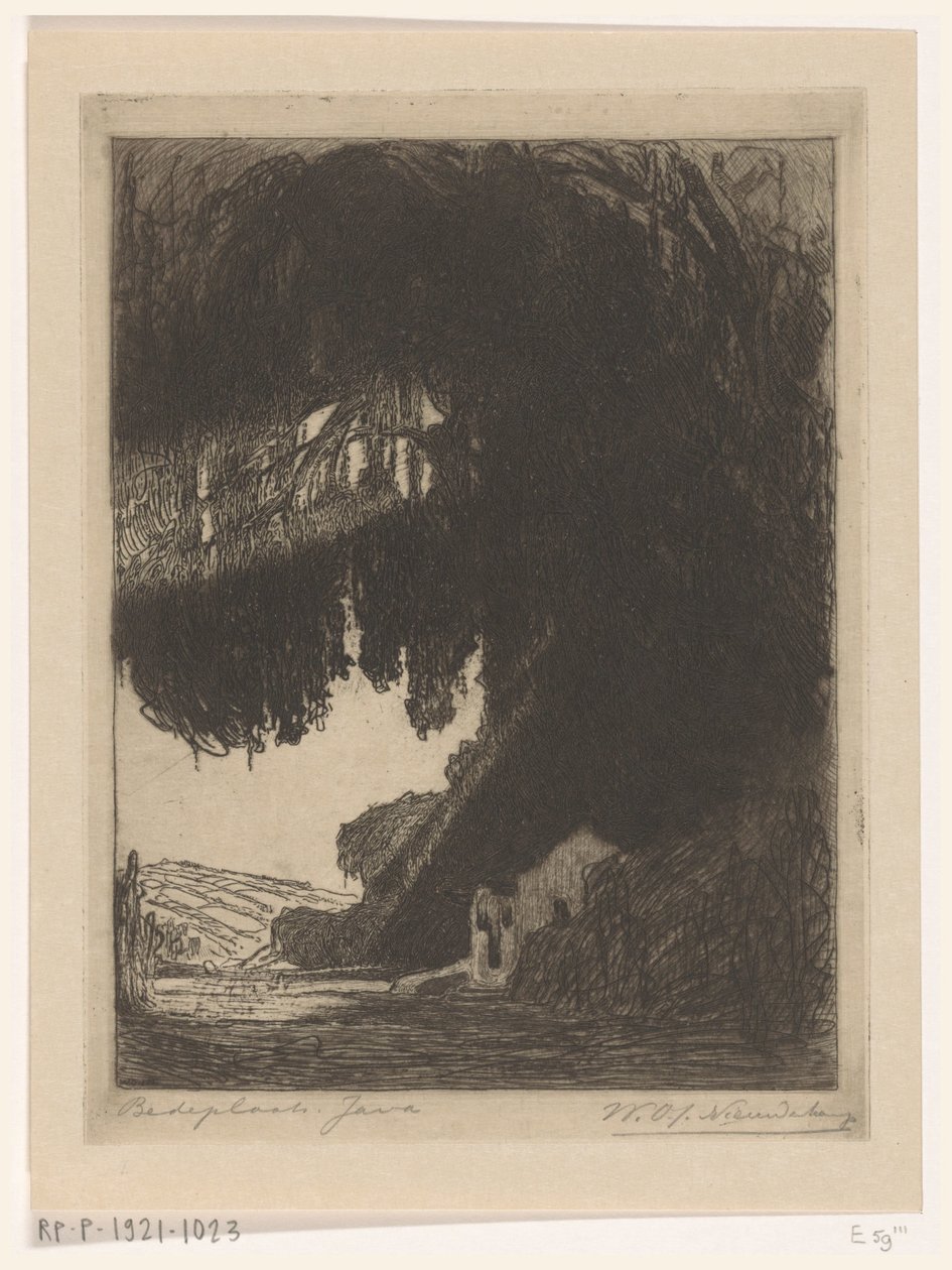 Kinesisk kapell nær Semarang på Java Sted for tilbedelse (original tittel) av Wijnand Otto Jan Nieuwenkamp (signed by artist)