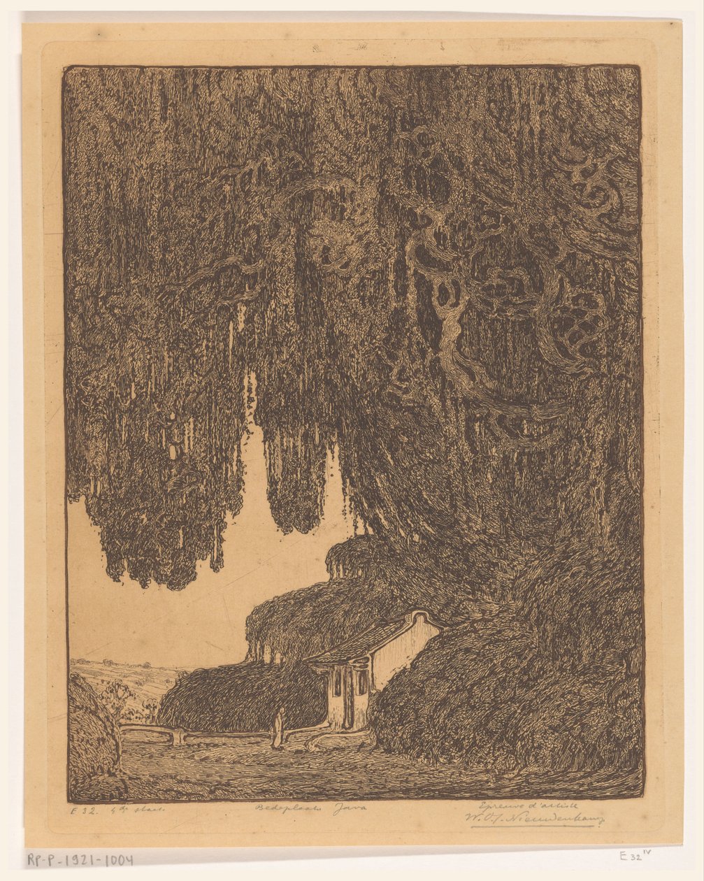 Kinesisk kapell nær Semarang på Java Kinesisk sted for tilbedelse (original tittel) av Wijnand Otto Jan Nieuwenkamp (signed by artist)