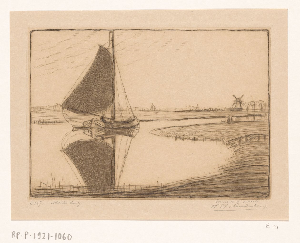 Drecht A Quiet Day (original tittel) av Wijnand Otto Jan Nieuwenkamp (signed by artist)