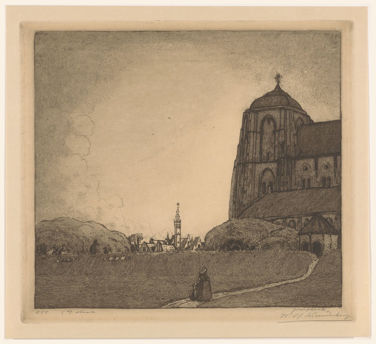 View of Veere (original tittel) av Wijnand Otto Jan Nieuwenkamp (signed by artist)