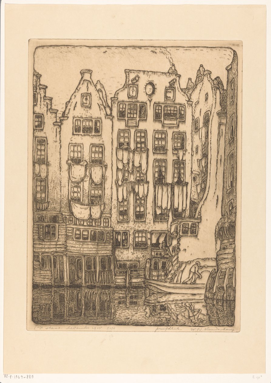 Kanalhus ved Sint-Olofssteeg i Amsterdam Amsterdam (original tittel) av Wijnand Otto Jan Nieuwenkamp (signed by artist)
