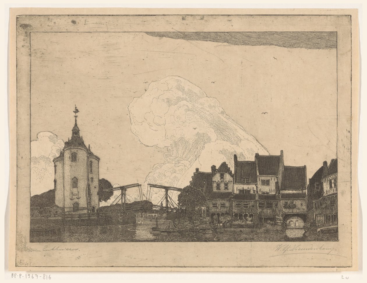 Havn i Enkhuizen (original tittel) av Wijnand Otto Jan Nieuwenkamp (signed by artist)