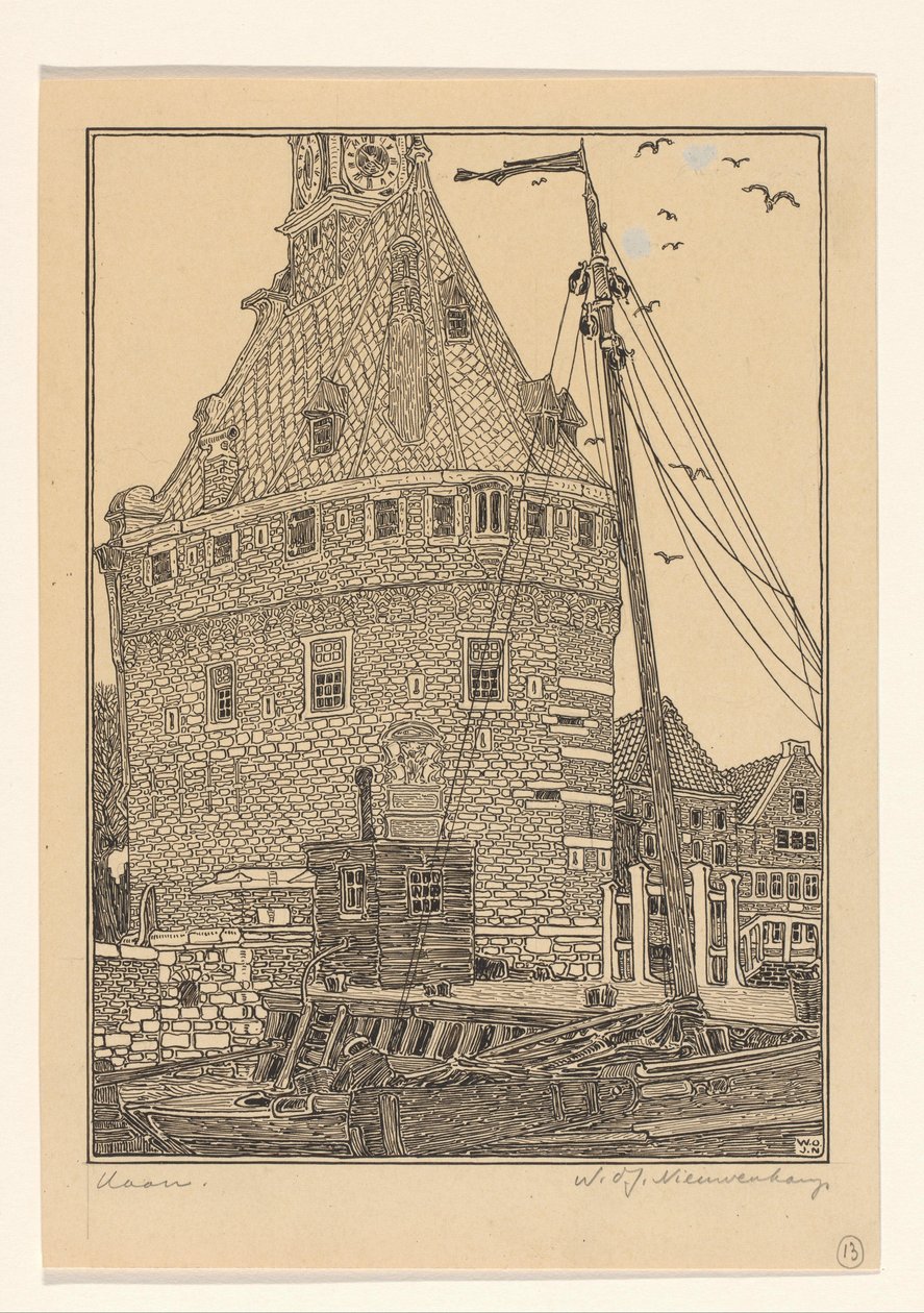 Hovedtårnet i Hoorn av Wijnand Otto Jan Nieuwenkamp (signed by artist)