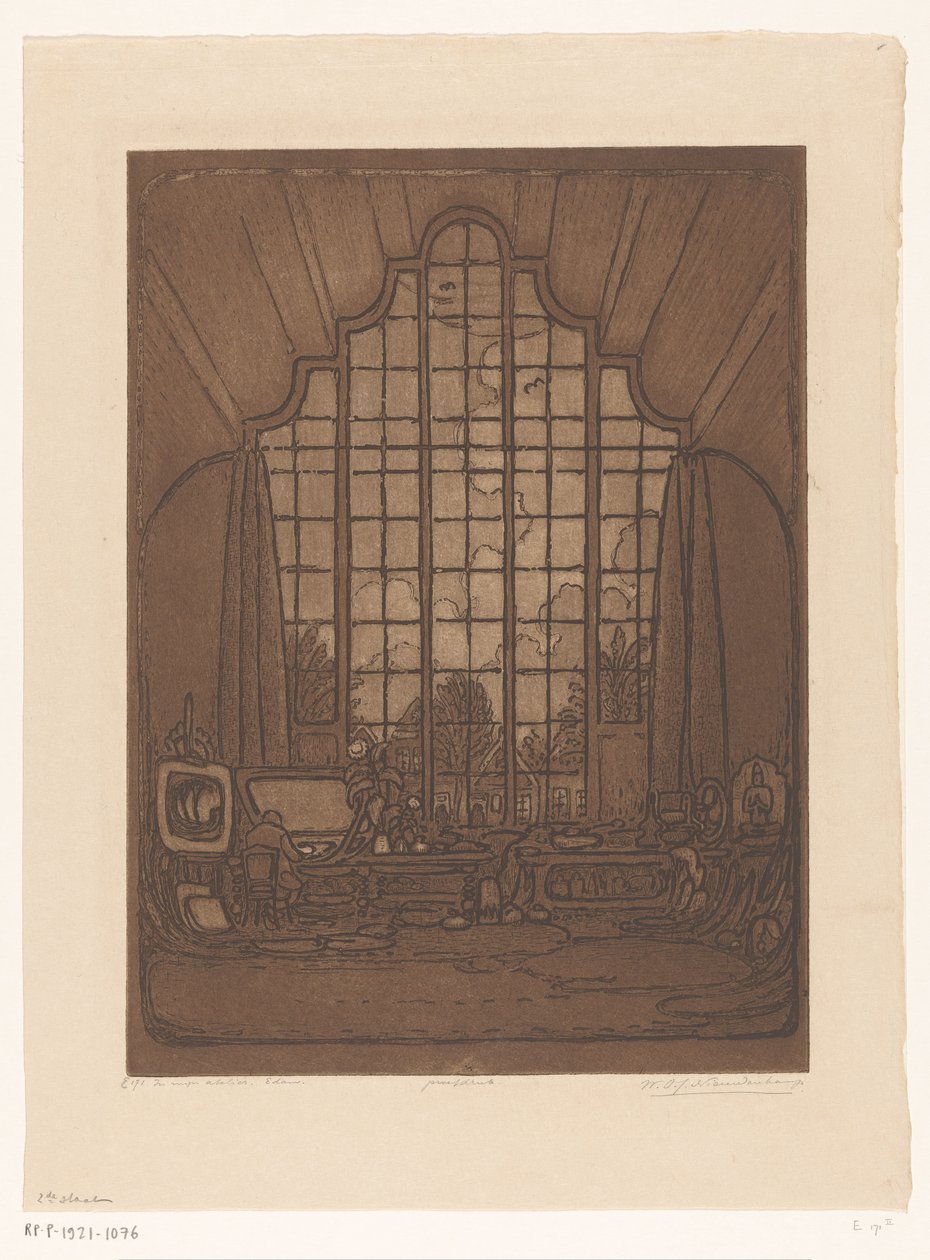 Interiør i studioet til Wijnand Otto Jan Nieuwenkamp på Het Marken i Edam I studioet mitt, Edam (original tittel) av Wijnand Otto Jan Nieuwenkamp (signed by artist)