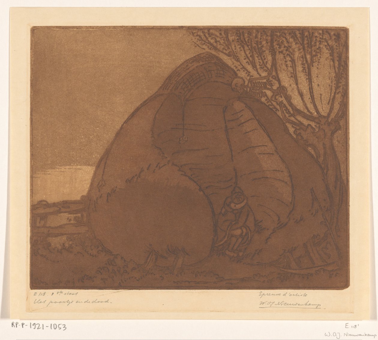 Mann og kvinne spionert av Døden The Couple and Death (original tittel) av Wijnand Otto Jan Nieuwenkamp (signed by artist)