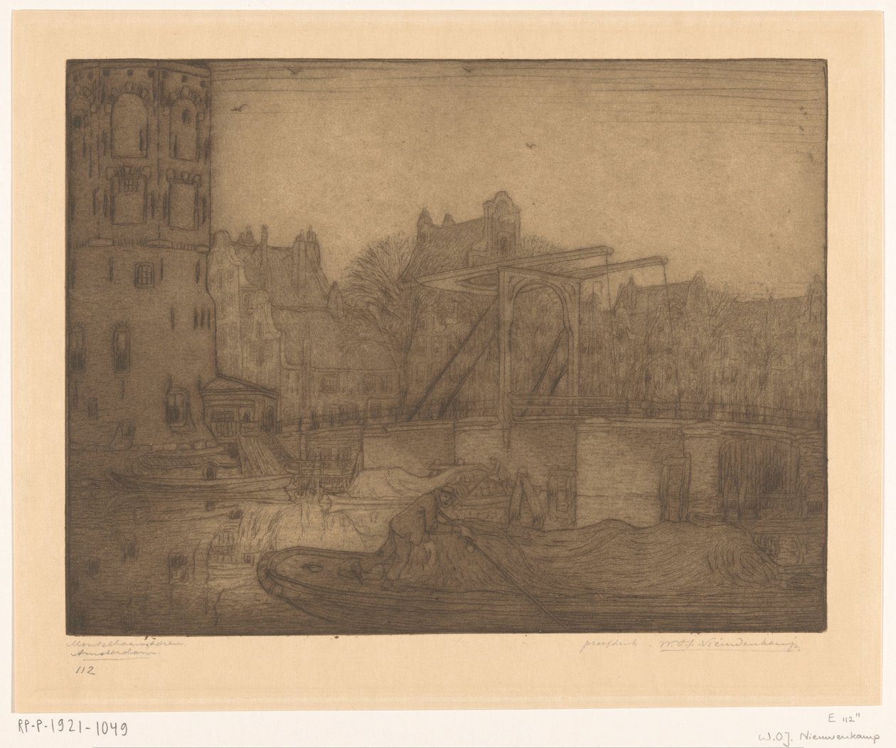Montelbaanstoren, Amsterdam (original tittel) av Wijnand Otto Jan Nieuwenkamp (signed by artist)