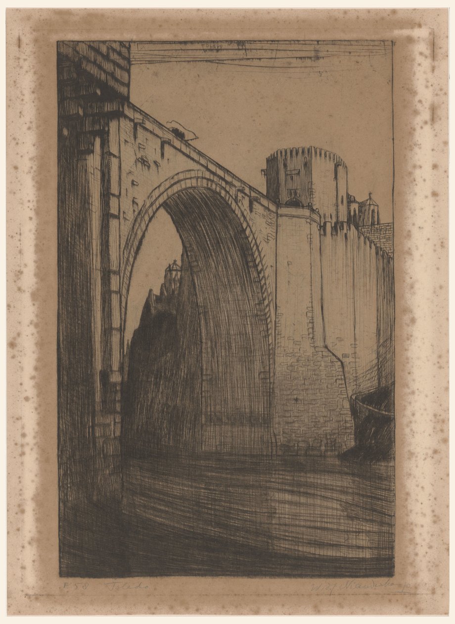 Alcantara-broen over Taag i Toledo Toledo, de oude brug (original tittel) av Wijnand Otto Jan Nieuwenkamp (signed by artist)