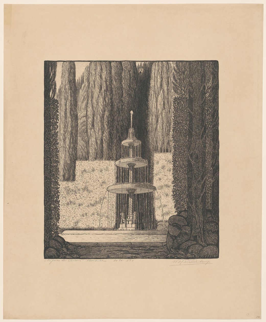 Resten av biskopene Firenze (original tittel på objektet) av Wijnand Otto Jan Nieuwenkamp (signed by artist)
