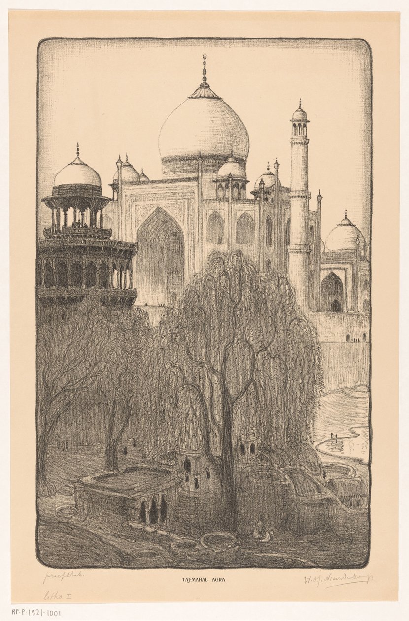 Taj Mahal, Agra (original tittel på objekt) av Wijnand Otto Jan Nieuwenkamp (signed by artist)